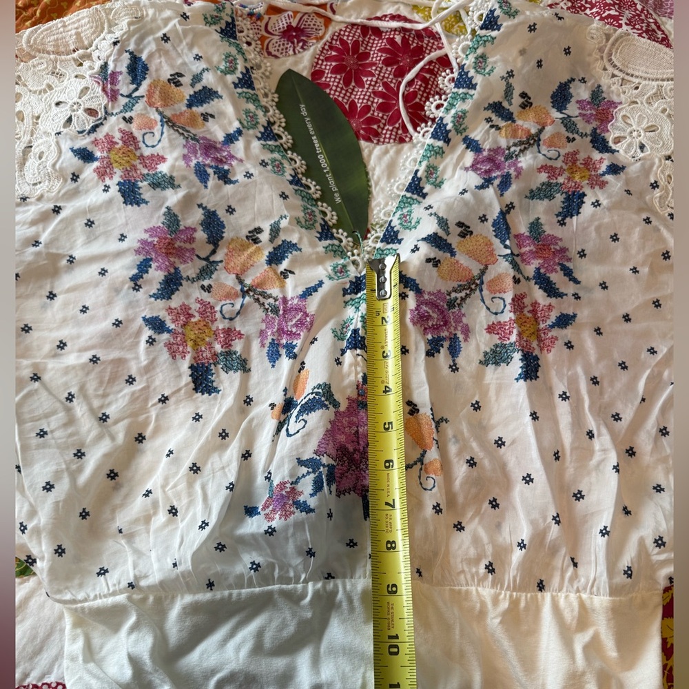 FARM RIO Rare Romantic Bandanas Floral Print Lace Dolman Sleeve Bodysuit Medium - Picture 10 of 16